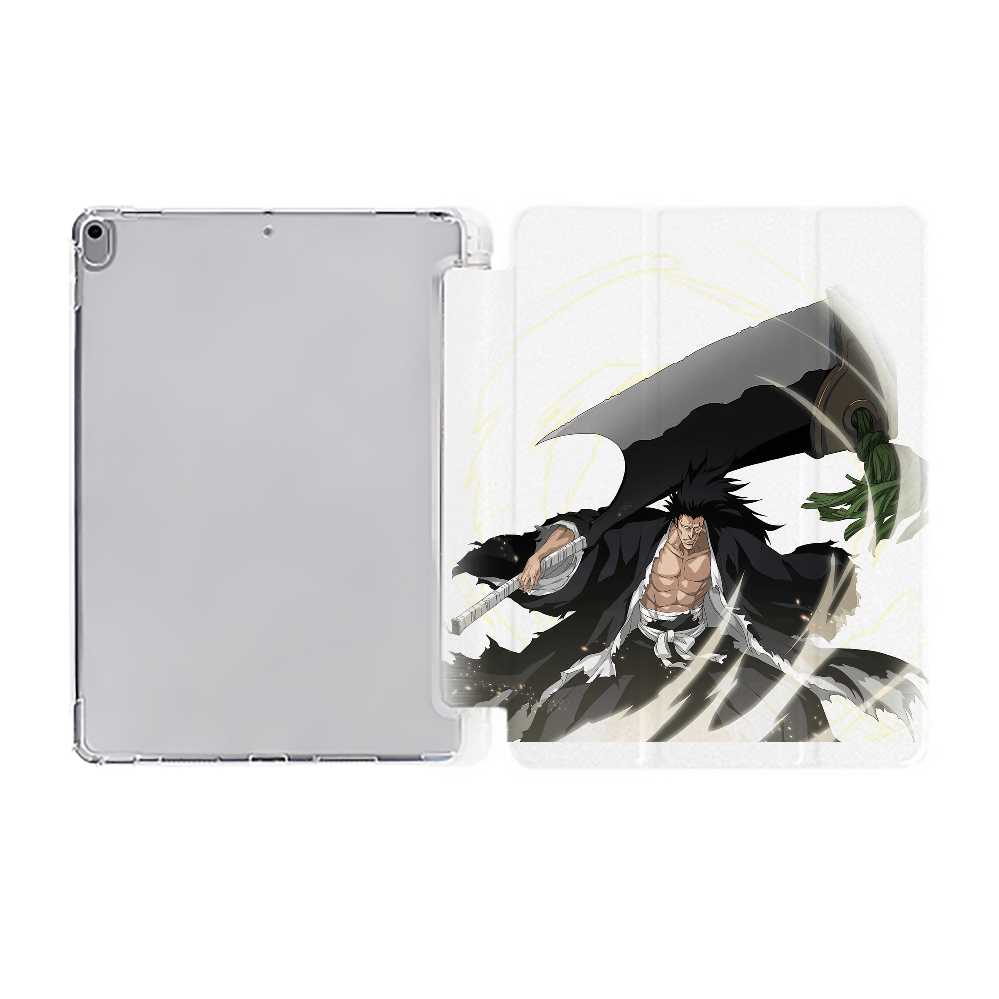 （画像用） ブリーチ ざらき けんぱち BLEACH Zaraki Kenpachi IPad ケース ペン収納付き 三つ折りスタンド PUレザー×シリコン 対応機種9.5/10.5/10.9インチ